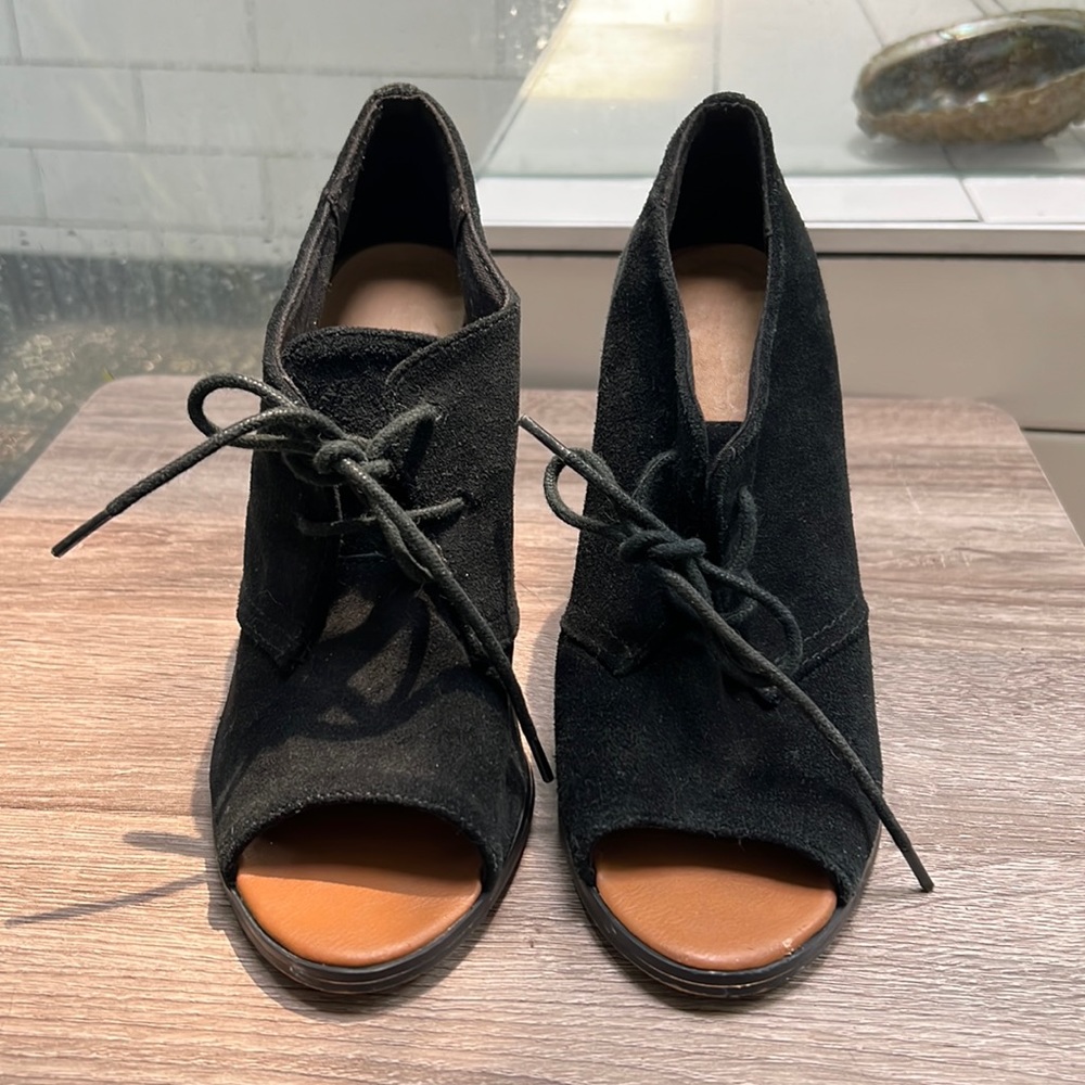 ALDO Open Toe Lace Up Suede Booties